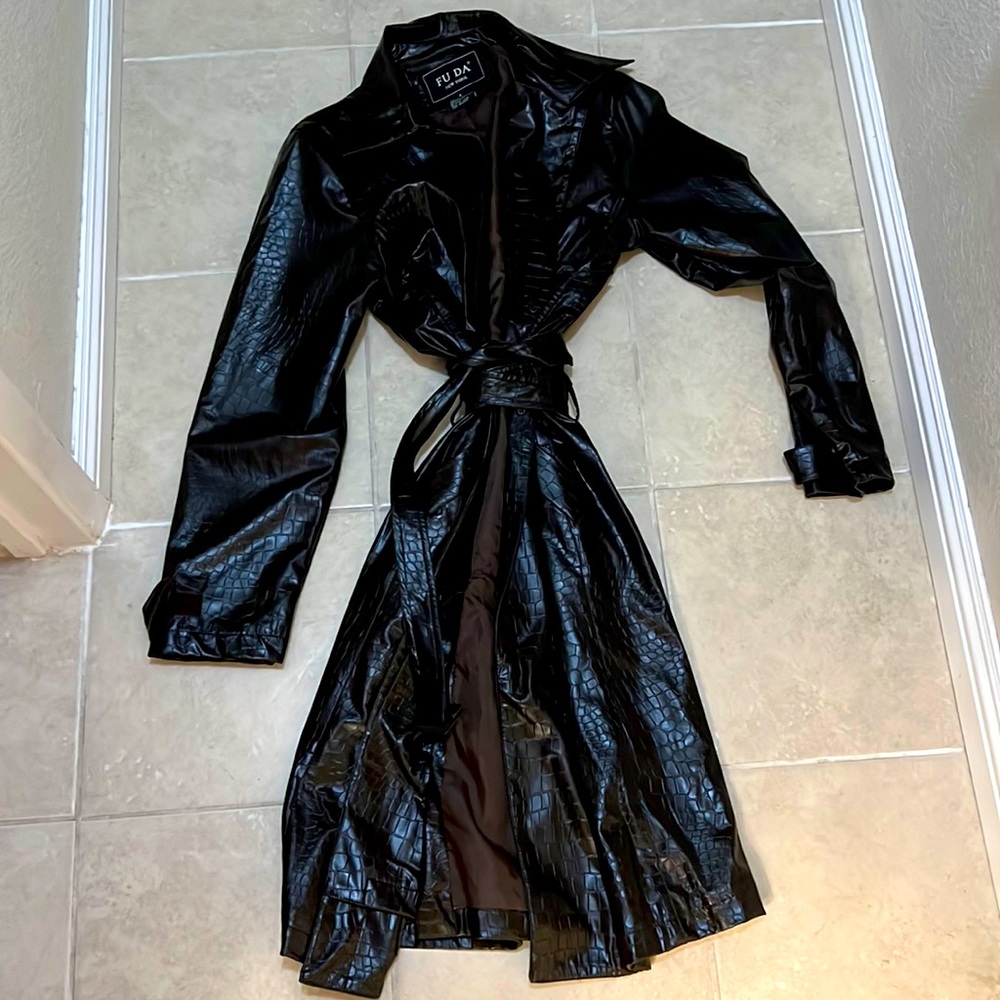 Fuda snakeskin print leather duster